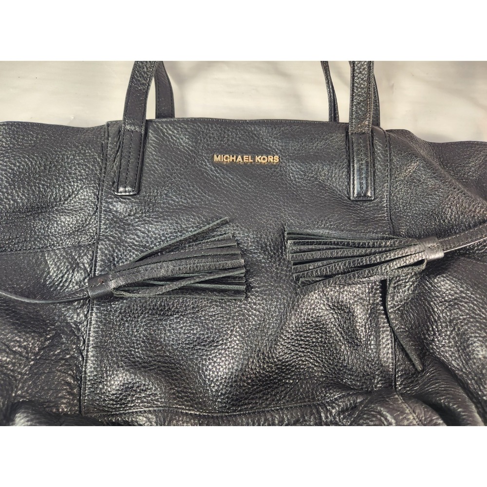 Michael Kors Black Super Soft Cobblestone Leather Shoulder Bag Purse Tote Large - Picture 2 of 9